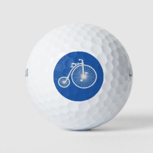 Pelotas De Golf Bicicleta blanca vintage en azul