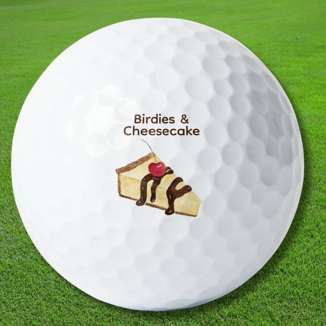 Pelotas De Golf Birdies and Cheesecake con cerezo (Perfect gift for golfers with a sweet tooth, combining love of the game with a playful cheesecake!)