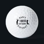Pelotas De Golf Birthday Golfer Funny 100th happy Dad Golf Balls<br><div class="desc">Feliz cumpleaños número 100. Divertido cumpleaños número 100,  negro,  cita de oro. Perfecto para papá. La idea de regalo de Golfer. Puede personalizar el nombre.</div>