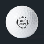 Pelotas De Golf Birthday Golfer Funny 40th happy Dad Golf Balls<br><div class="desc">Feliz cumpleaños 40. Gracioso cumpleaños 40,  negro,  cita de oro. Perfecto para papá. La idea de regalo de Golfer. Puede personalizar el nombre.</div>