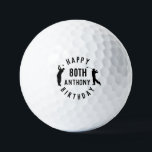 Pelotas De Golf Birthday Golfer Funny 80th happy Dad Golf Balls<br><div class="desc">Feliz cumpleaños 80. Gracioso cumpleaños 80,  ochenta,  negro,  cita de oro. Perfecto para papá. La idea de regalo de Golfer. Puede personalizar el nombre.</div>