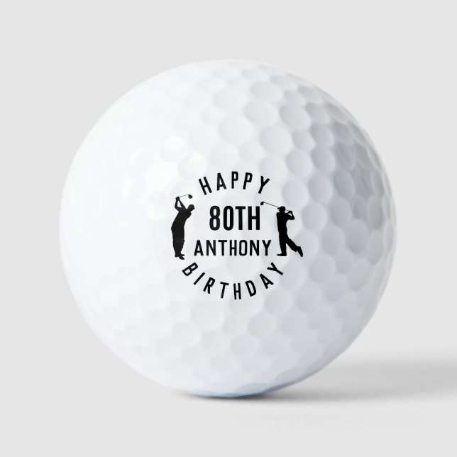 Pelotas De Golf Birthday Golfer Funny 80th happy Dad Golf Balls (Anverso)