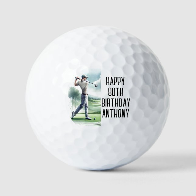 Pelotas De Golf Birthday Golfer Funny 80th happy Dad Golf Balls (Anverso)