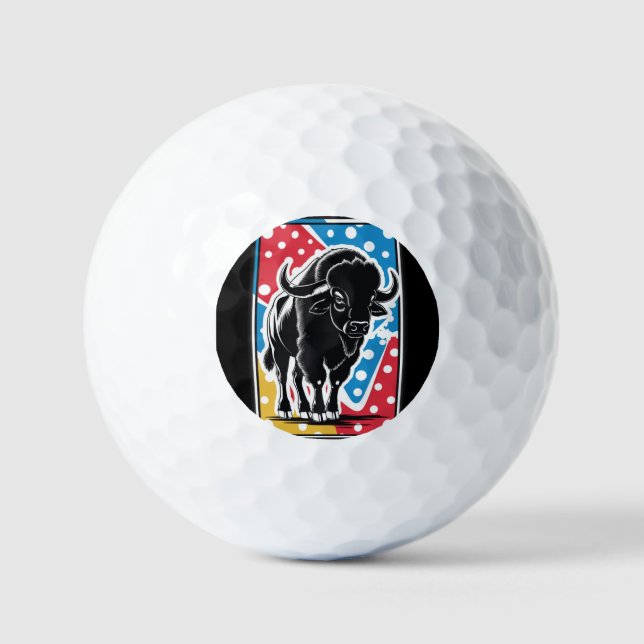 Pelotas De Golf Bison - Búfalo Pop Art (Anverso)