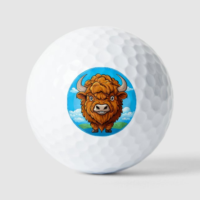 Pelotas De Golf Bison de dibujos animados lindo (Anverso)