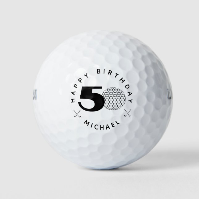 Pelotas De Golf Black 50th cumpleaños Golf Balls (Anverso)