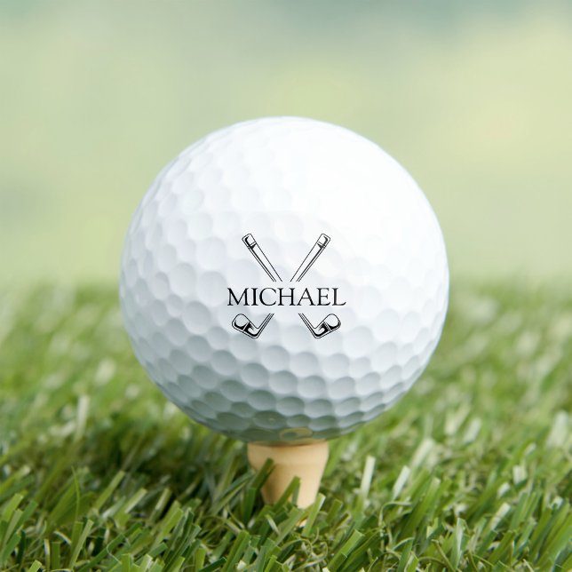 Pelotas De Golf Black and White Golf Clubs with Name (Subido por el creador)