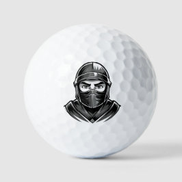 Pelotas De Golf Black and white portrait head male warrior ninja