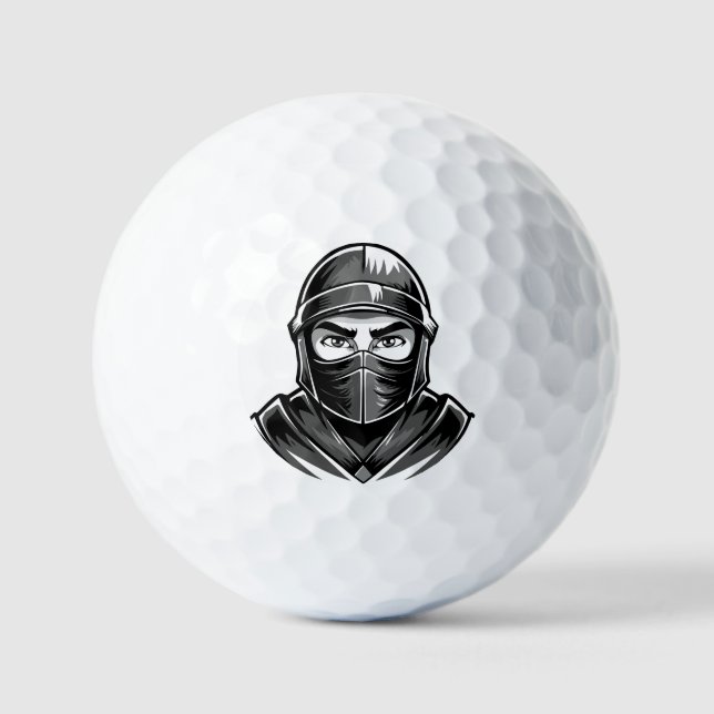 Pelotas De Golf Black and white portrait head male warrior ninja (Anverso)