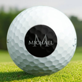 Pelotas De Golf Black Gray Custom Monogram Name Initial 