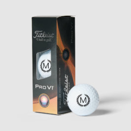 Pelotas De Golf Black Laurel Wreath Monograma Titleist Pro V1