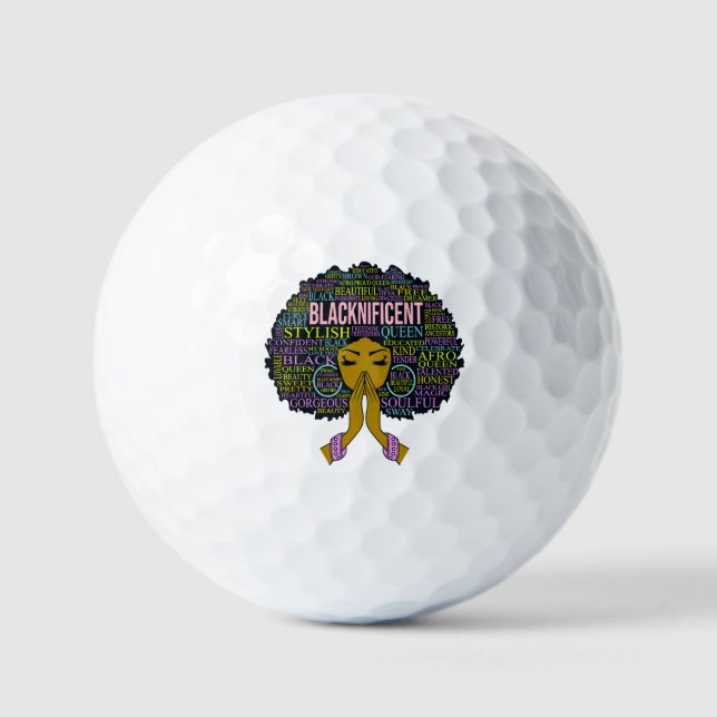 Pelotas De Golf Blacknificent Black Queen Melanin Sista Girl Magic (Anverso)
