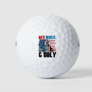 Pelotas De Golf Blanco Rojo y Santo Papa León XIV, 4 de julio