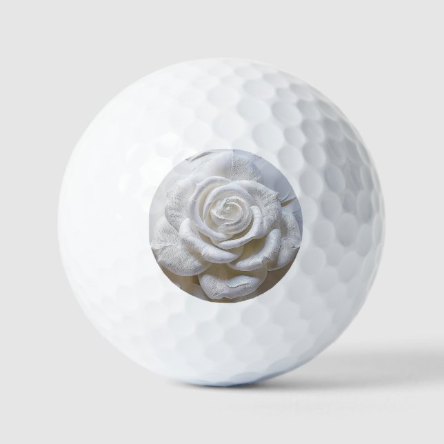 Pelotas De Golf Blanco Sobre Blanco - Rosa Esculpida (Anverso)