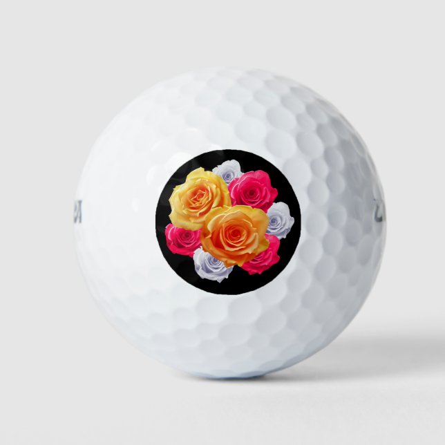 Pelotas De Golf Blooming Rosas Motif Golf Balls (Anverso)