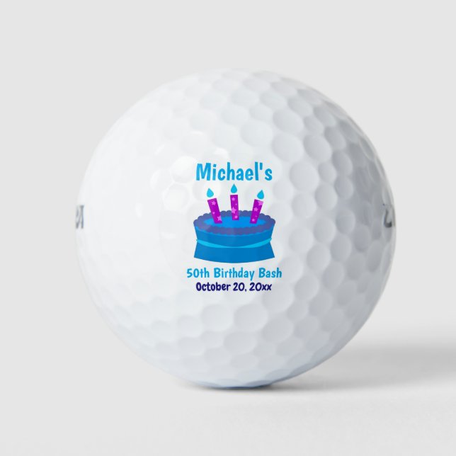 Pelotas De Golf Blue Cake 50th Birthday Party Favor (Anverso)