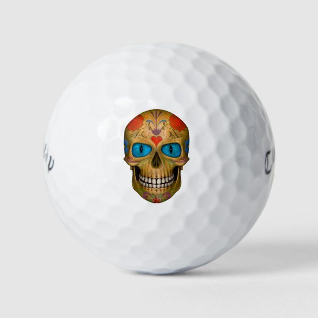 Pelotas De Golf Blue Eyed Sugar Skull Zombie Golf Balls (Anverso)