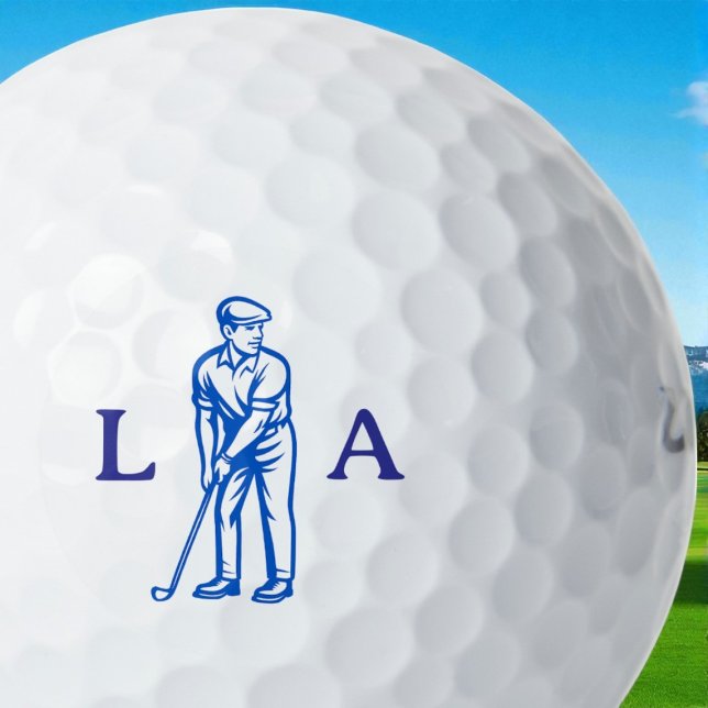 Pelotas De Golf Blue Golfer Icon with Serif Initials  (Subido por el creador)
