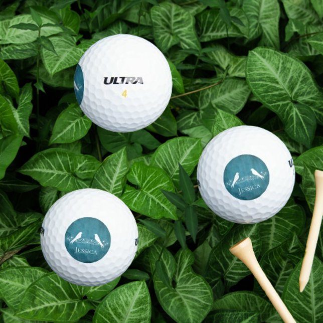 Pelotas De Golf Blue Lovebirds Floral Vine Golf Balls (Blue Lovebirds Floral Vine Golf Balls)