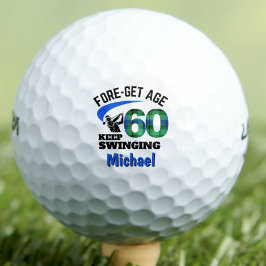 Pelotas De Golf Blue Plaid 60th Birthday Party FORE-Get Age 60
