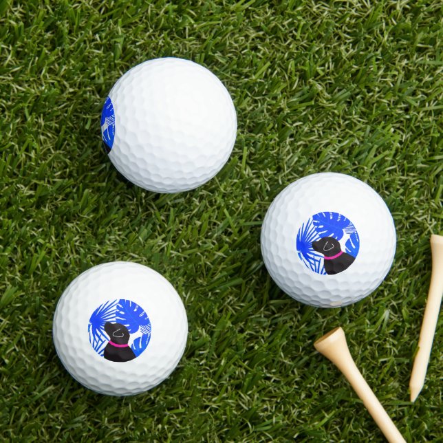 Pelotas De Golf Blue Tropical Island Black Dog Golf Balls (Césped in situ)