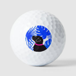Pelotas De Golf Blue Tropical Island Black Dog Golf Balls