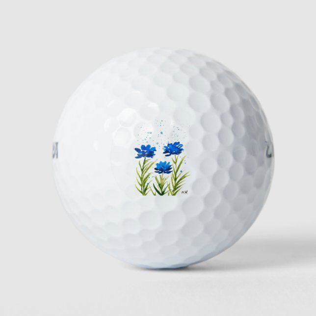 Pelotas De Golf Blue wildflowers watercolor girly chic (Anverso)