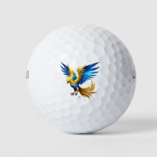 Pelotas De Golf Blue & Yellow Phoenix Print Golf Ball