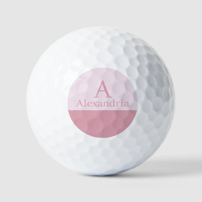 Pelotas De Golf Blush Dusty Pink Monogram Initial Name Minimal (Anverso)