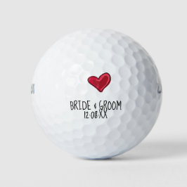 Pelotas De Golf Boda Bride y Groom con cita con amor