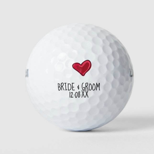 Pelotas De Golf Boda Bride y Groom con cita con amor (Anverso)