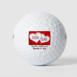 Pelotas De Golf Boda Corazones Dos Se Unieron A Doble Favor Interb