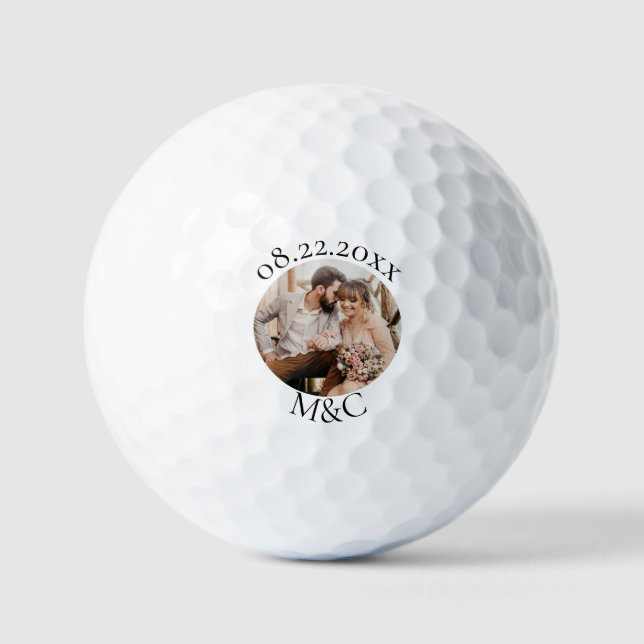 Pelotas De Golf Boda de monograma fotográfico personalizado (Anverso)