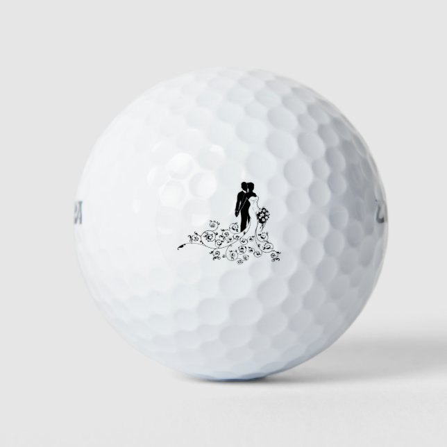 Pelotas De Golf Boda Novia y Groom Concepto Silhouette (Anverso)