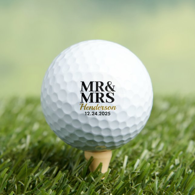 Pelotas De Golf Boda personalizada de Sr. y Sra. (Camiseta in situ)
