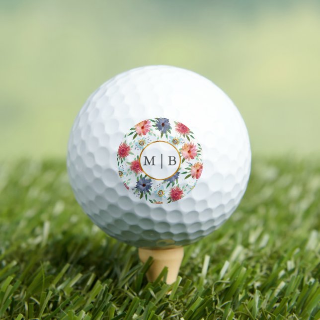 Pelotas De Golf Boho Chic Vegetación Flores Silvestres Iniciales d (Camiseta in situ)