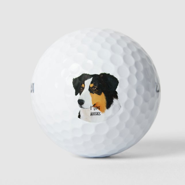Pelotas De Golf Bolsa 3 del Black Tri Australian Shepherd Cus.Golf (Anverso)