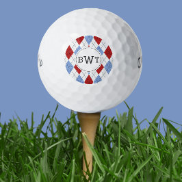 Pelotas De Golf Bolsas de golf monogramadas | Patrón de argyle roj
