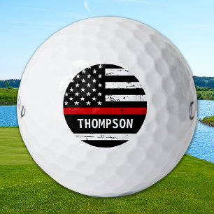 Pelotas De Golf Bombero con bandera de la línea roja delgada