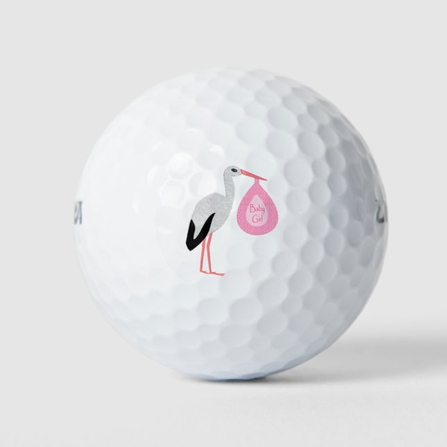 Pelotas De Golf Bonito Bebé Rosa Stork (Anverso)