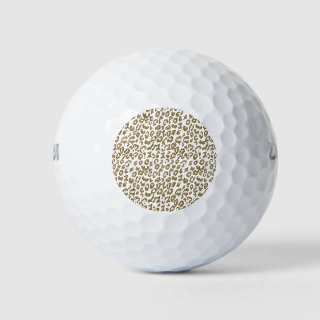 Pelotas De Golf Bonito Leopard Print Gold Purpurina (Anverso)