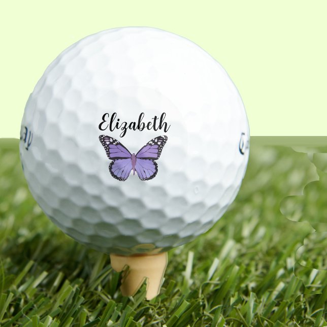 Pelotas De Golf Bonito mariposa púrpura con nombre personalizado s (Subido por el creador)