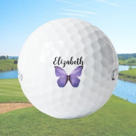 Pelotas De Golf Bonito mariposa púrpura con nombre personalizado s