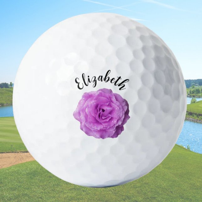 Pelotas De Golf Bonito rosa púrpura flor nombre personalizado seño (Subido por el creador)