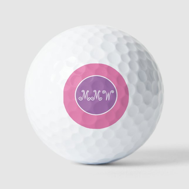 Pelotas De Golf Bonito Rosado Monograma Golf Ball (Anverso)