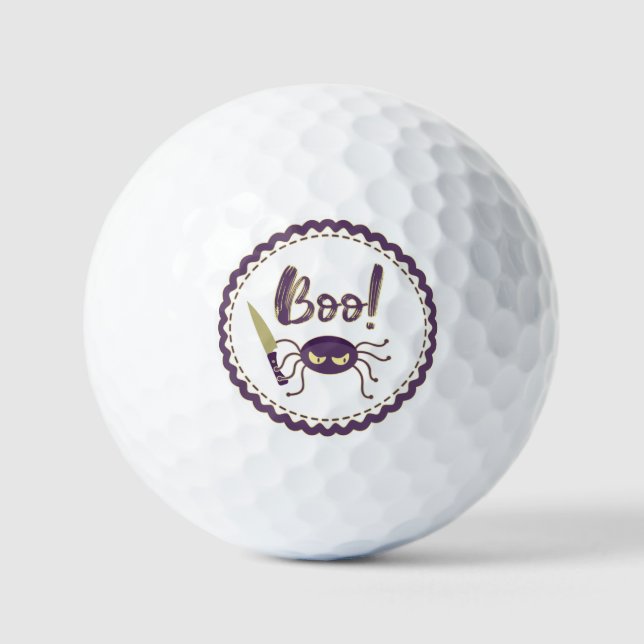 Pelotas De Golf Boo divertido personaje de araña de Halloween mano (Anverso)