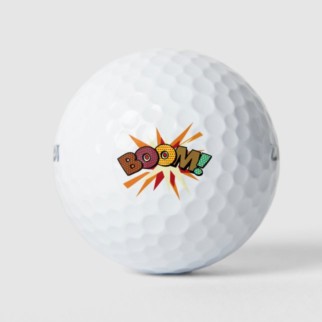 Pelotas De Golf BOOM Fun Retro Comic Book Moderno (Anverso)