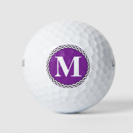 Pelotas De Golf Borde inicial monogramado de Personalizado púrpura