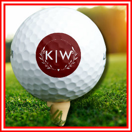 Pelotas De Golf Bordeaux y Blanco | Monograma de Iniciales Moderna