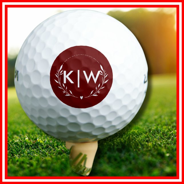 Pelotas De Golf Bordeaux y Blanco | Monograma de Iniciales Moderna (Subido por el creador)